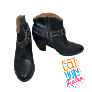 Sofft Black Ankle Boots with Studded Strap